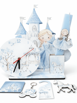 Πασχαλινή Λαμπάδα Πριγκίπισσα σε Κάστρο με Επιτραπέζιο Ρολόι