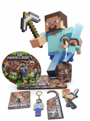 Πασχαλινή Λαμπάδα Mine Craft με Επιτραπέζιο Ρολόι