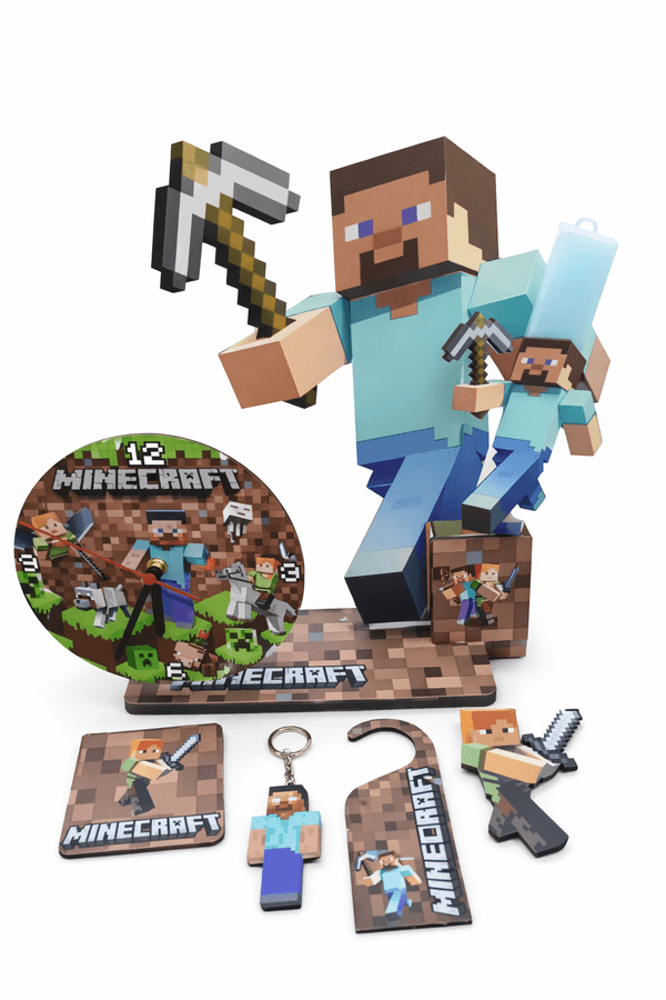 Πασχαλινή Λαμπάδα Mine Craft με Επιτραπέζιο Ρολόι