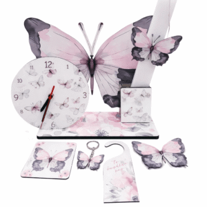 Πασχαλινή Λαμπάδα Πεταλούδες με Επιτραπέζιο Ρολόι