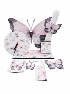 Πασχαλινή Λαμπάδα Πεταλούδες με Επιτραπέζιο Ρολόι