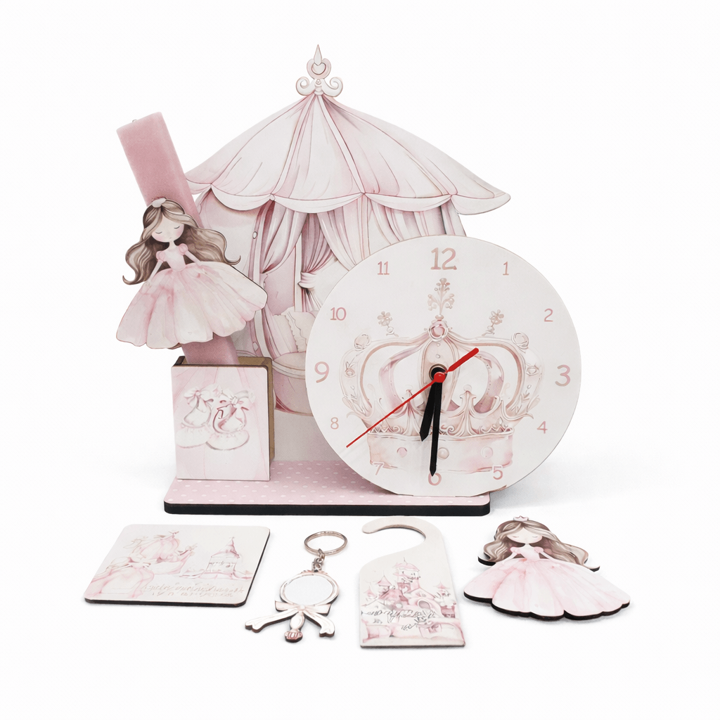 Πασχαλινή Λαμπάδα Πριγκίπισσα Σταχτοπούτα με Επιτραπέζιο Ρολόι