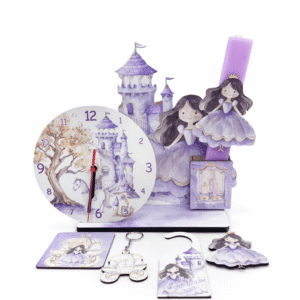 Πασχαλινή Λαμπάδα Πριγκίπισσα στο Παραμυθένιο Κάστρο  με Επιτραπέζιο Ρολόι