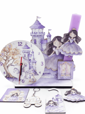 Πασχαλινή Λαμπάδα Πριγκίπισσα στο Παραμυθένιο Κάστρο  με Επιτραπέζιο Ρολόι