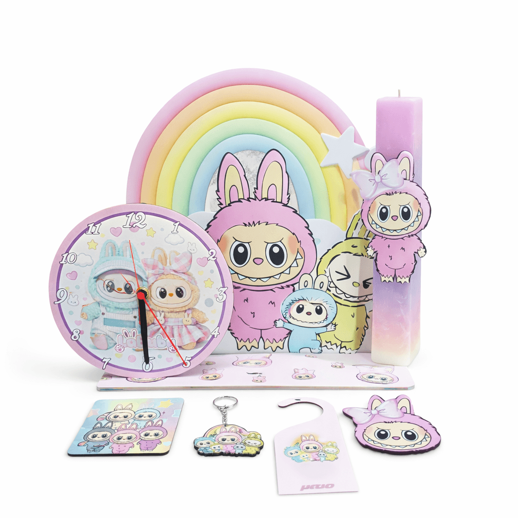 Πασχαλινή Λαμπάδα LABUBU με Επιτραπέζιο Ρολόι