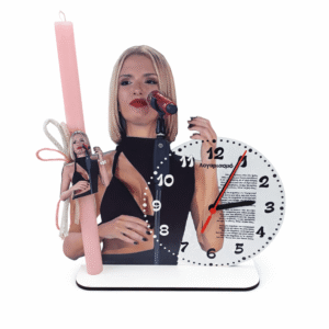 Πασχαλινή Λαμπάδα Λιόλιου με Επιτραπέζιο Ρολόι & Στίχο Τραγουδιού